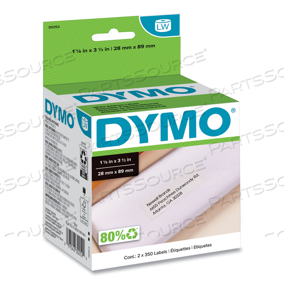 LABELWRITER ADDRESS LABELS, 1.12" X 3.5", WHITE, 350 LABELS/ROLL by Dymo