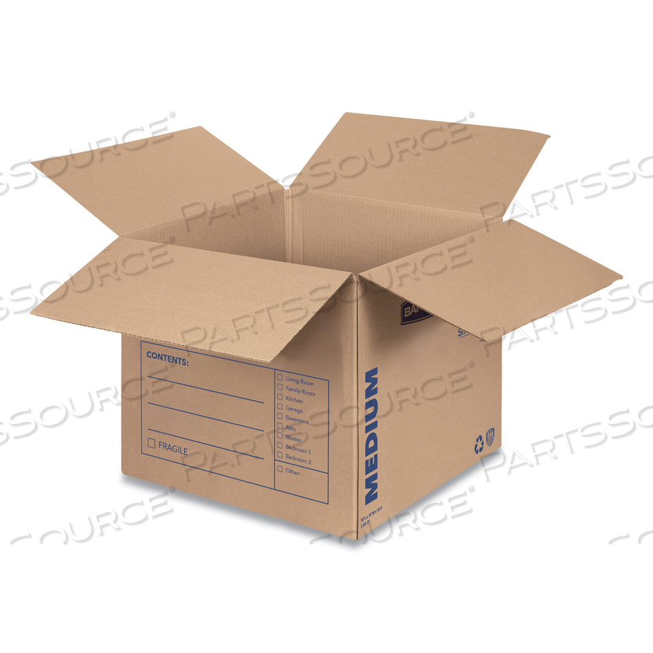 SMOOTHMOVE BASIC MOVING BOXES, REGULAR SLOTTED CONTAINER (RSC), MEDIUM, 18" X 18" X 16", BROWN/BLUE by Bankers Box SMOOTHMOVE BASIC MOVING BOXES, REGULAR SLOTTED CONTAINER (RSC), MEDIUM, 18" X 18" X 16", BROWN/BLUE by Bankers Box