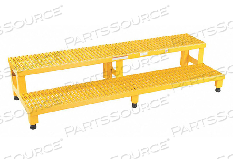 ADJUSTABLE HEIGHT STEP STAND, CARBON STEEL 60"W X 24"L by Vestil Manufacturing Corp. ADJUSTABLE HEIGHT STEP STAND, CARBON STEEL 60"W X 24"L by Vestil Manufacturing Corp.
