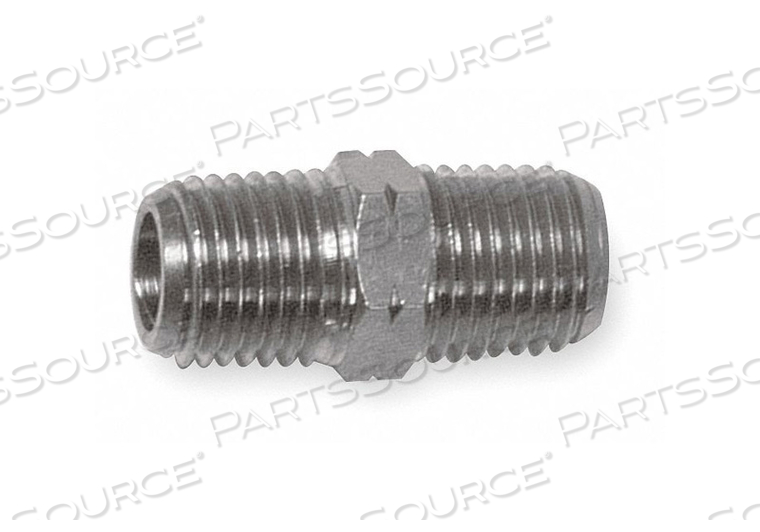 HEX NIPPLE NICKEL-PLATED BRASS 1/8 IN. by Alpha Fittings HEX NIPPLE NICKEL-PLATED BRASS 1/8 IN. by Alpha Fittings
