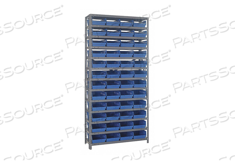 E1508 BIN SHELVING 75 OVERALL H 48 BINS BLUE by Quantum Storage Systems E1508 BIN SHELVING 75 OVERALL H 48 BINS BLUE by Quantum Storage Systems