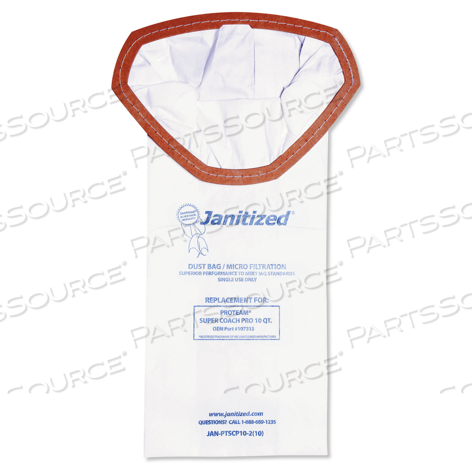 VACUUM FILTER BAGS DESIGNED TO FIT PROTEAM SUPER COACH PRO 10 by Janitized VACUUM FILTER BAGS DESIGNED TO FIT PROTEAM SUPER COACH PRO 10 by Janitized