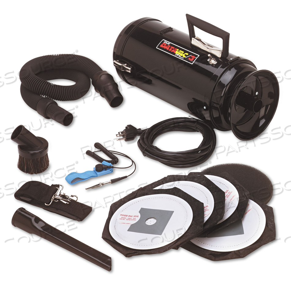 ESD-SAFE PRO DATA-VAC/3 PROFESSIONAL CLEANING SYSTEM, 1.7 HP, BLACK by Metrovac