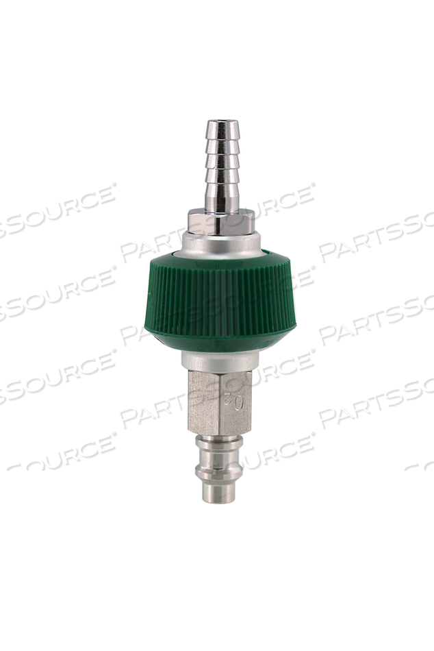 QUICK CONNECT ADAPTER, MALE X 1/4 IN HOSE BARB, GREEN, OXYGEN by Bay Corporation
