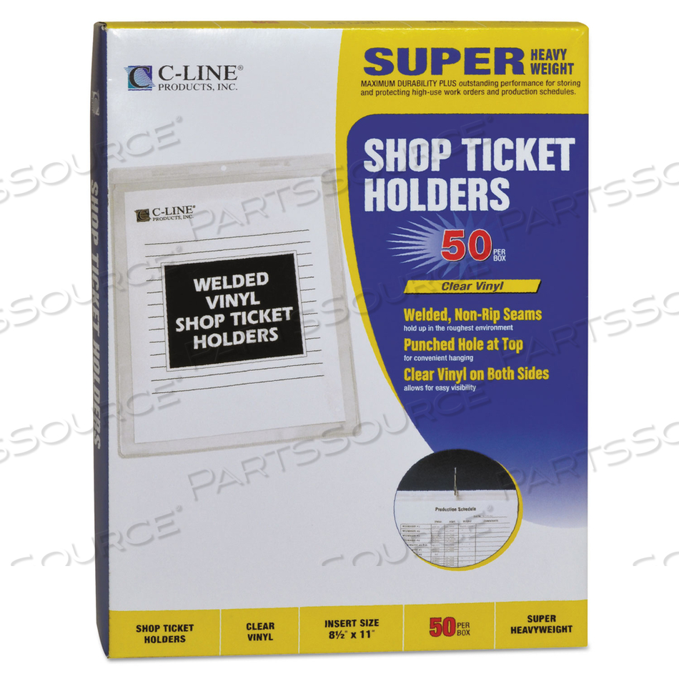 CLEAR VINYL SHOP TICKET HOLDERS, BOTH SIDES CLEAR, 15 SHEETS, 8.5 X 11 by C-Line CLEAR VINYL SHOP TICKET HOLDERS, BOTH SIDES CLEAR, 15 SHEETS, 8.5 X 11 by C-Line
