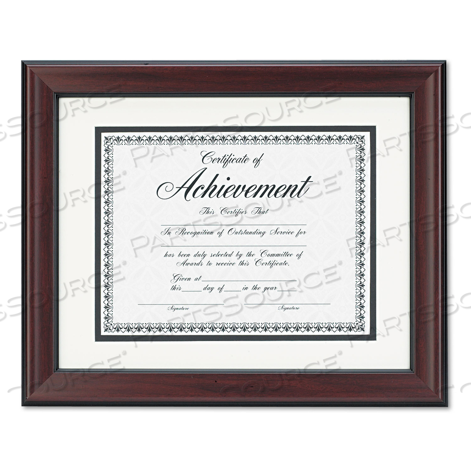 ROSEWOOD DOCUMENT FRAME, WALL-MOUNT, PLASTIC, 11 X 14, 8.5 X 11 