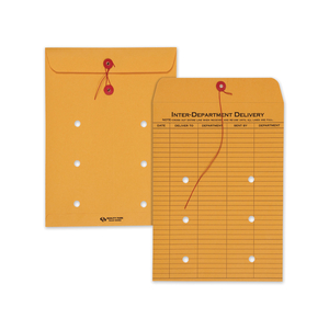 BROWN KRAFT STRING/BUTTON INTEROFFICE ENVELOPE, #90, ONE-SIDED FIVE-COLUMN FORMAT, 31-ENTRIES, 9 X 12, BROWN KRAFT, 100/CT by Quality Park Products