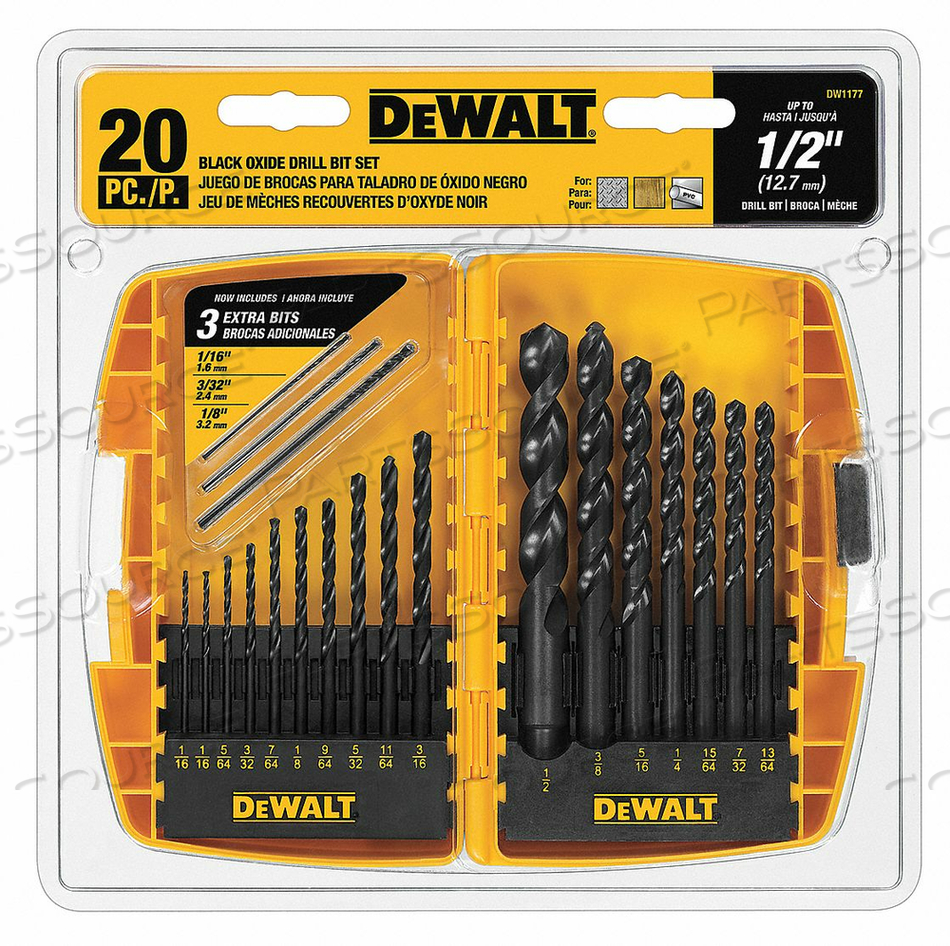 DRILL SET 20PC BLACK OXIDE METAL by DeWalt