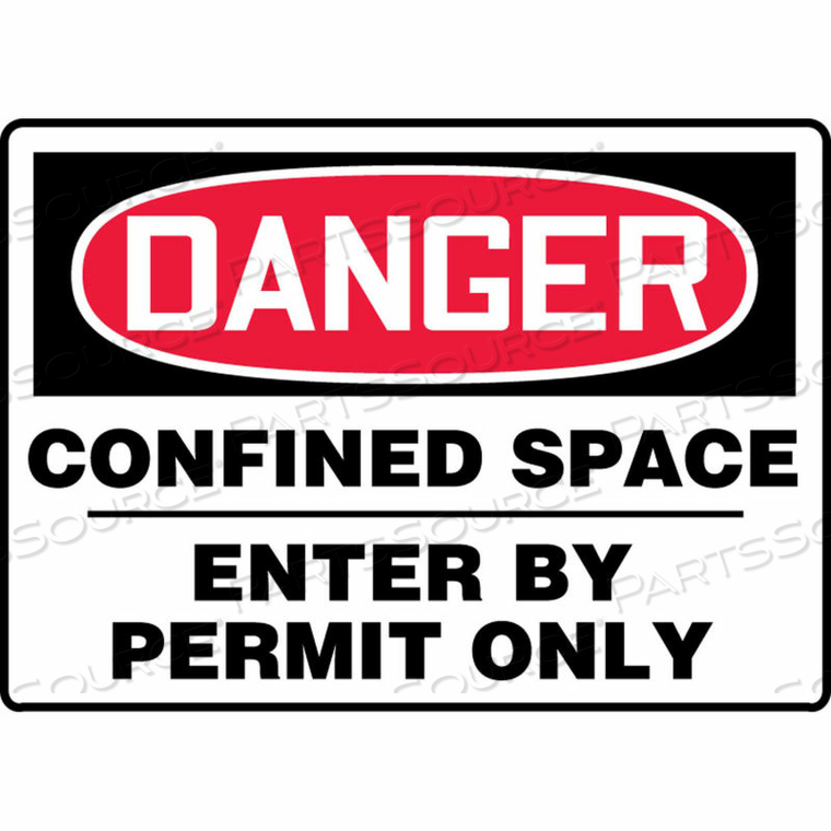 DANGER SIGN, CONFINED SPACE ENTER BY PERMIT ONLY, 14"W X 10"H, ADHESIVE VINYL by Accuform Manufacturing, Inc. DANGER SIGN, CONFINED SPACE ENTER BY PERMIT ONLY, 14"W X 10"H, ADHESIVE VINYL by Accuform Manufacturing, Inc.