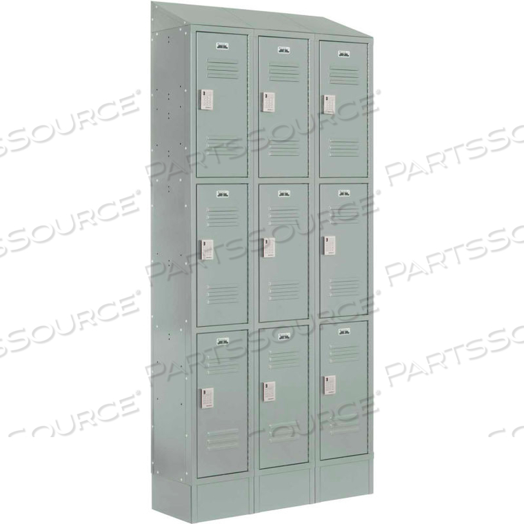 LOCKUP TRIPLE TIER 9 DOOR ELECTRONIC LOCKER W/LOUVER DOORS, 12"WX18"DX24"H, GRAY, ASSEMBLED by Digilock LOCKUP TRIPLE TIER 9 DOOR ELECTRONIC LOCKER W/LOUVER DOORS, 12"WX18"DX24"H, GRAY, ASSEMBLED by Digilock