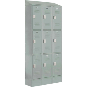 LOCKUP TRIPLE TIER 9 DOOR ELECTRONIC LOCKER W/LOUVER DOORS, 12"WX18"DX24"H, GRAY, ASSEMBLED by Digilock LOCKUP TRIPLE TIER 9 DOOR ELECTRONIC LOCKER W/LOUVER DOORS, 12"WX18"DX24"H, GRAY, ASSEMBLED by Digilock