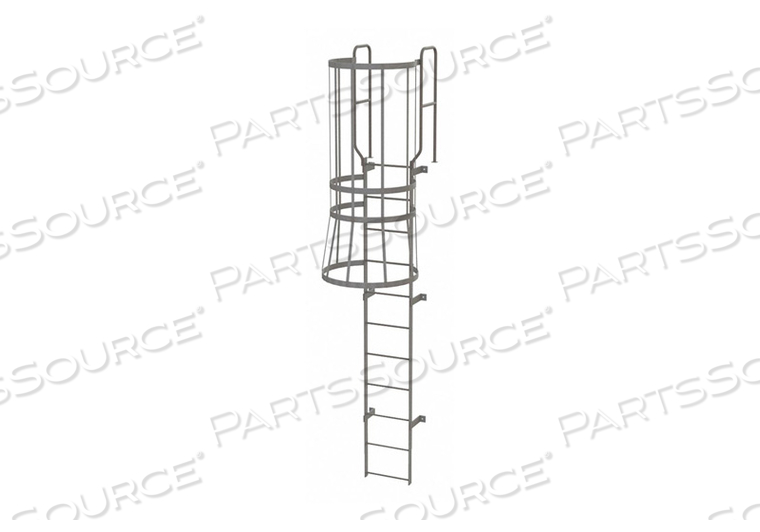 11 STEP STEEL CAGED WALK THROUGH FIXED ACCESS LADDER, GRAY by Tri-Arc