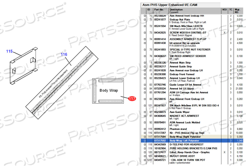 POLYESTER LEFT BODY WRAP by Siemens Medical Solutions