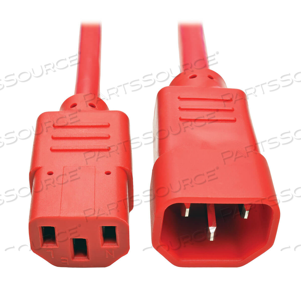 POWER CORD EXTENSION, 2 FT, 10 A, 100 - 250 V, 18 AWG, IEC 320-C14 TO IEC 320-C13, RED by Tripp Lite POWER CORD EXTENSION, 2 FT, 10 A, 100 - 250 V, 18 AWG, IEC 320-C14 TO IEC 320-C13, RED by Tripp Lite