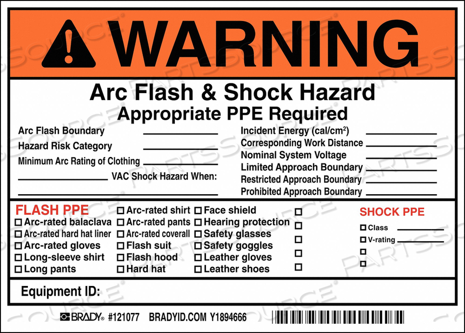 ARC FLASH PROTECTION LABEL 5 IN H PK5 by Brady Americas