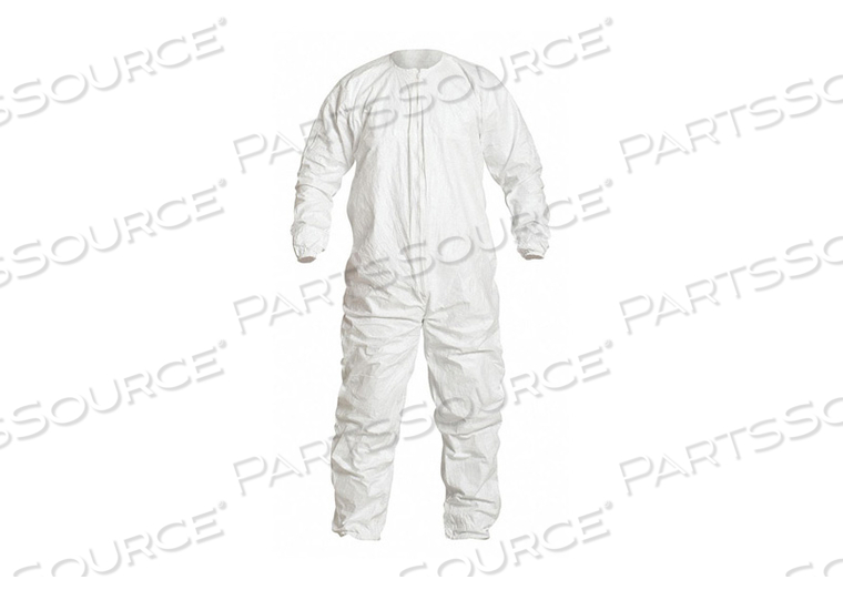 COLLARED COVERALL ELASTIC WHITE L PK25 by DuPont