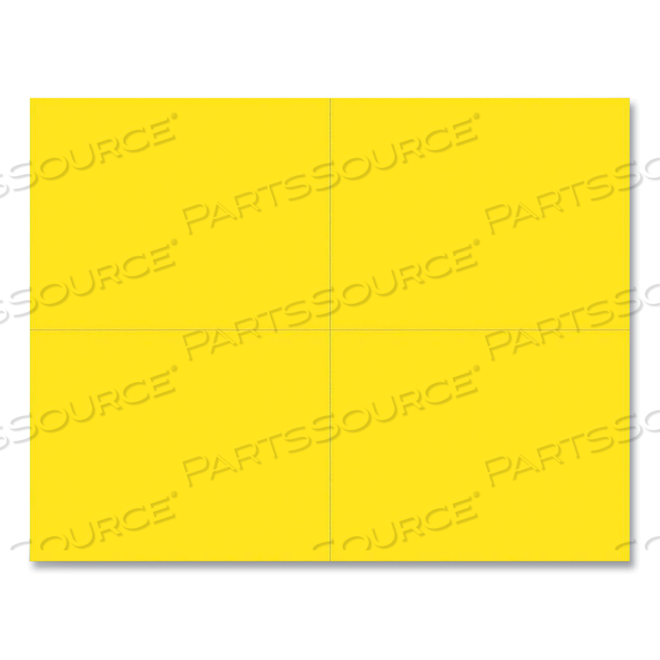 PRINTABLE POSTCARDS, INKJET, LASER, 110 LB, 5.5 X 4.25, BRIGHT YELLOW, 200 CARDS, 4 CARDS/SHEET, 50 SHEETS/PACK 