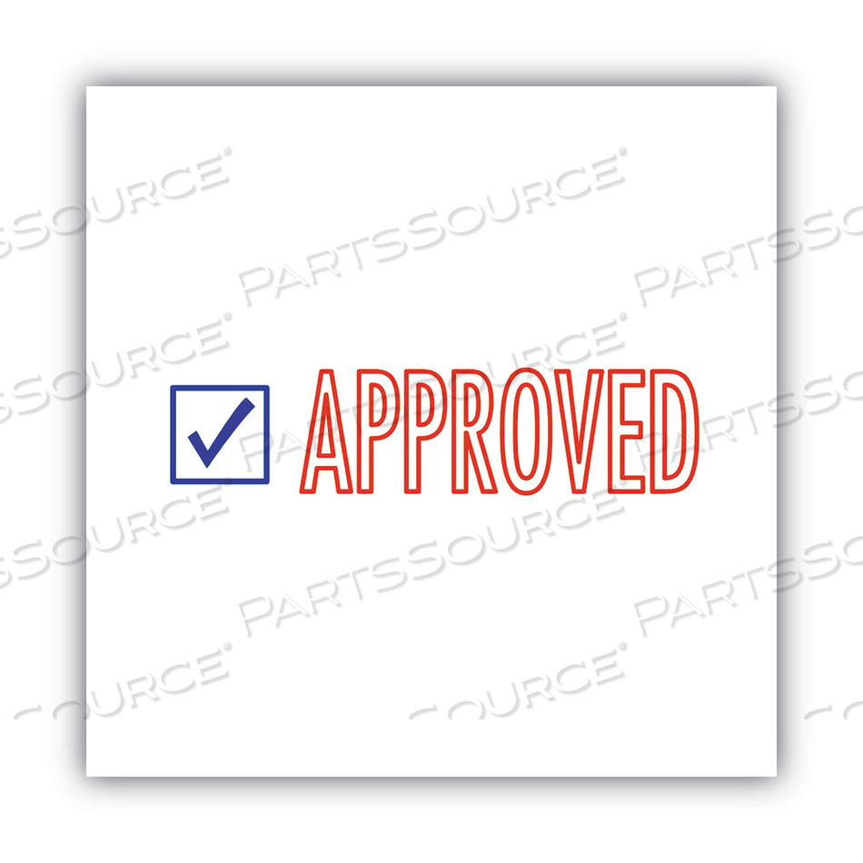 PRE-INKED SHUTTER STAMP, RED/BLUE, APPROVED, 1.63 X 0.5 by Accu-Stamp