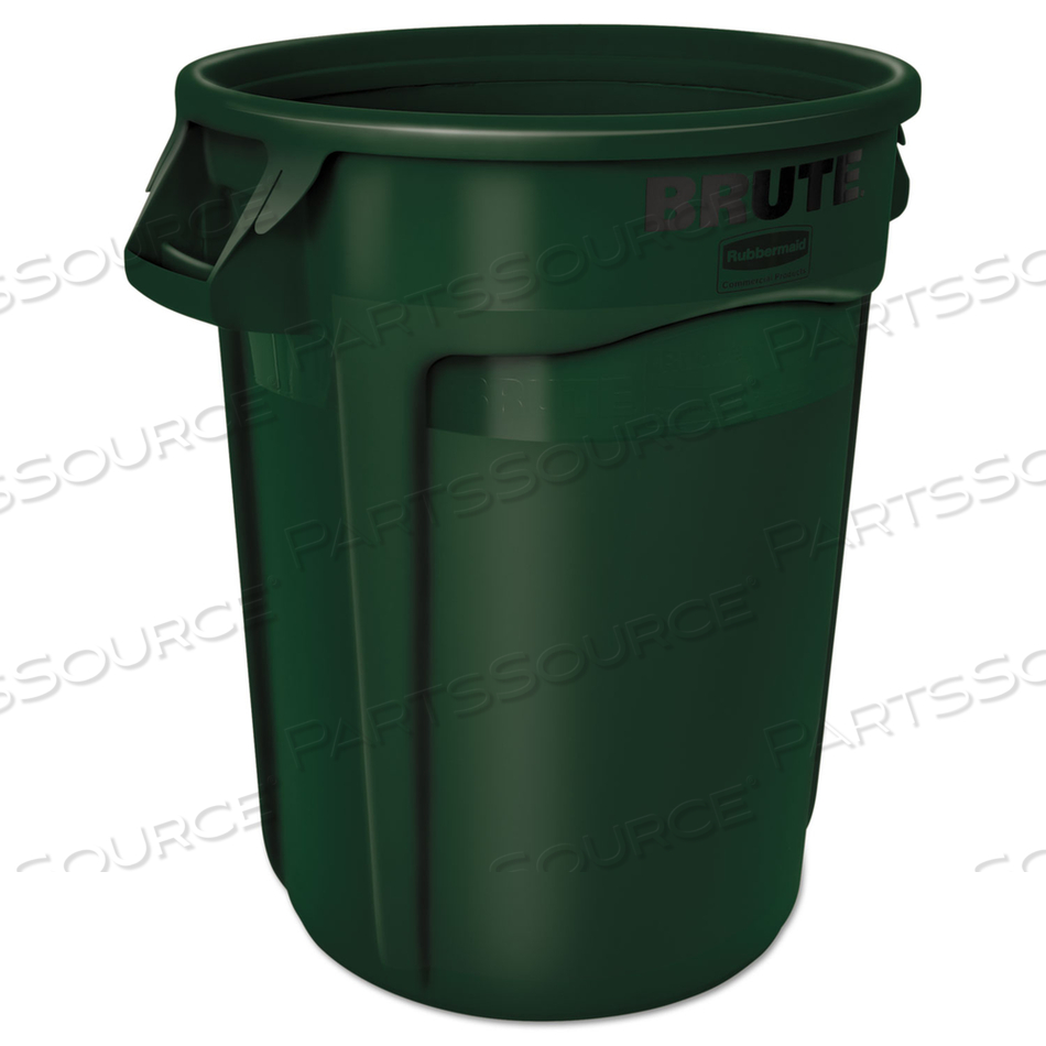 VENTED ROUND BRUTE CONTAINER, 32 GAL, PLASTIC, DARK GREEN by Rubbermaid Medical Division