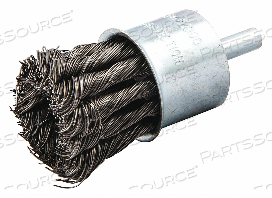 END BRUSH, TWISTED STEEL, 1 1/8 IN DIA, 0.014 IN FILL DIA, 1/8 IN SHANK by Norton | Saint-Gobain Abrasives