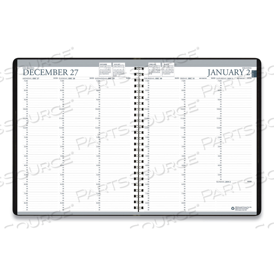 RECYCLED PROFESSIONAL WEEKLY PLANNER, 15-MINUTE APPTS, 11 X 8.5, BLUE WIREBOUND SOFT COVER, 12-MONTH (JAN TO DEC): 2023 by House Of Doolittle