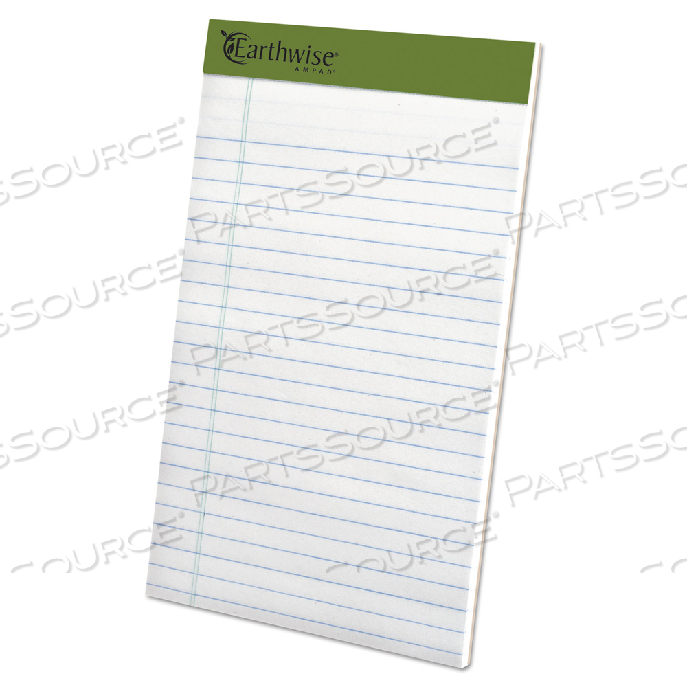 EARTHWISE BY AMPAD RECYCLED PAPER LEGAL PADS, WIDE/LEGAL RULE, 40 WHITE 5 X 8 SHEETS by Ampad Corporation