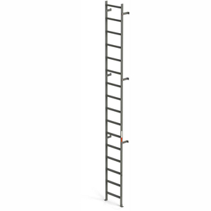 STEEL VERTICAL WALL MOUNT LADDER W/O RAIL EXTENSIONS, 16 STEP GRAY by EGA Products, Inc.