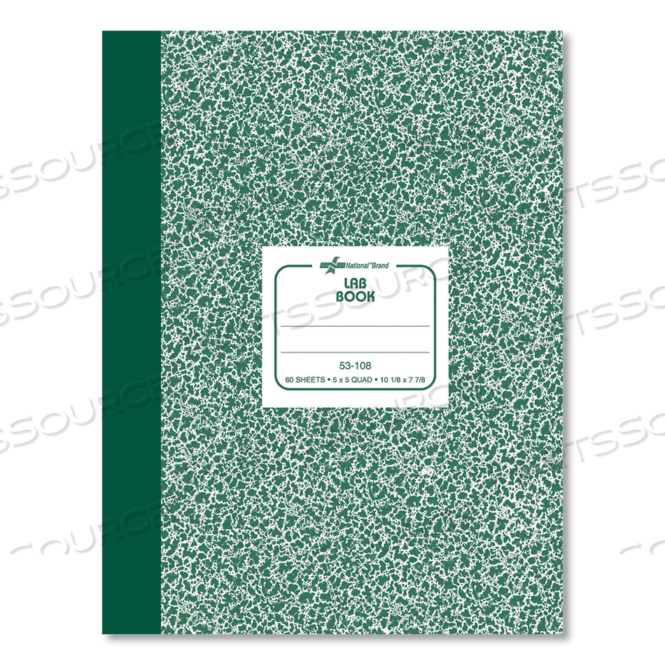 COMPOSITION LAB NOTEBOOK, QUADRILLE RULE, GREEN COVER, 10.13 X 7.88, 60 SHEETS by National