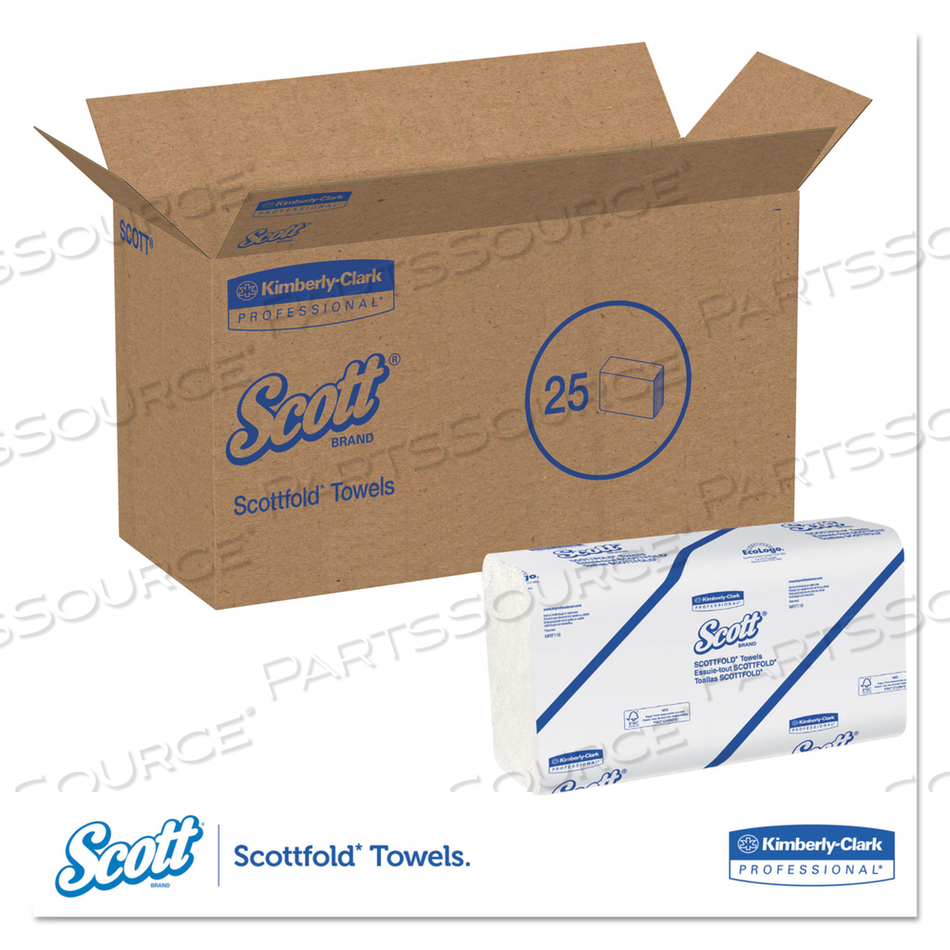 PRO SCOTTFOLD TOWELS, 9.4 X 12.4, WHITE, 175 TOWELS/PACK by Scott