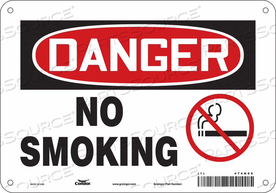 SAFETY SIGN, VERTICAL RECTANGLE, NUMBER OF PRINTED SIDES 1, ENGLISH, SIGN FORMAT TRADITIONAL OSHA, SIGN LEGEND NO SMOKING, SIGN LEGEND BACKG by Condor SAFETY SIGN, VERTICAL RECTANGLE, NUMBER OF PRINTED SIDES 1, ENGLISH, SIGN FORMAT TRADITIONAL OSHA, SIGN LEGEND NO SMOKING, SIGN LEGEND BACKG by Condor
