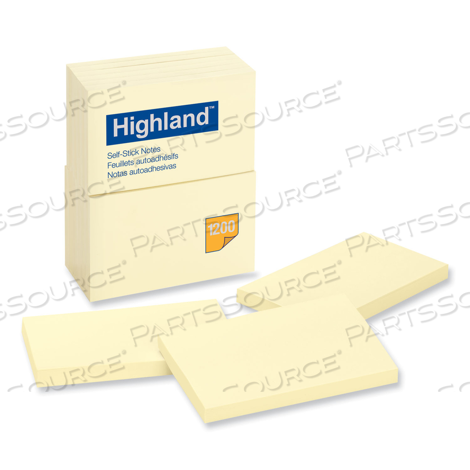 SELF-STICK NOTES, 3" X 5", YELLOW/PAD by Highland SELF-STICK NOTES, 3" X 5", YELLOW/PAD by Highland