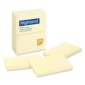 SELF-STICK NOTES, 3" X 5", YELLOW, 100 SHEETS/PAD, 12 PADS/PACK by Highland