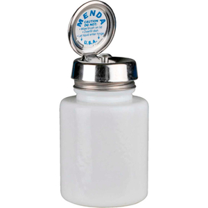 MENDA ROUND WHITE GLASS LIQUID DISPENSER WITH PURE-TOUCH PUMP, 4 OZ. by Desco