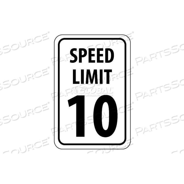 NMC TRAFFIC SIGN, 10 MPH SPEED LIMIT SIGN, 18" X 12", WHITE/BLACK by National Marker Company