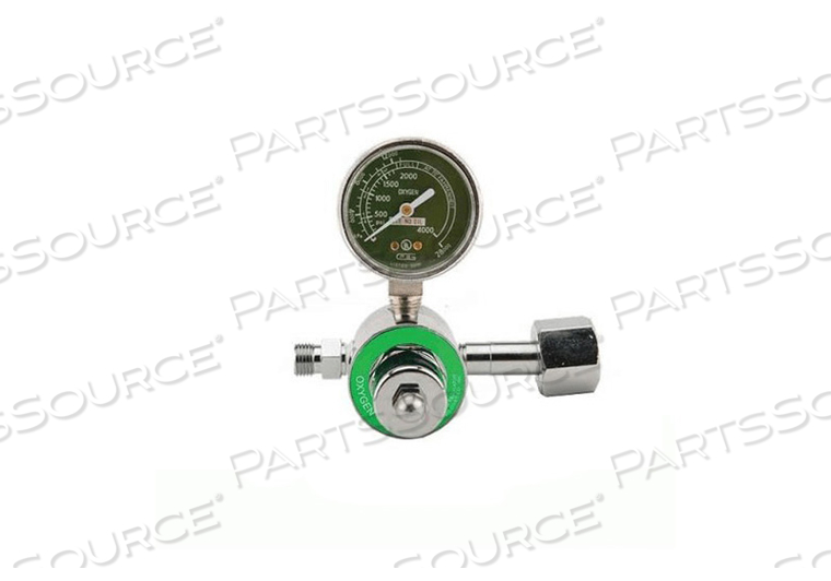 SINGLE STAGE PRESET REGULATOR, CGA 540 HAND TIGHT NUT AND NIPPLE, 50 PSI PRESET, 3000 PSI INLET, MEETS FDA, ISO 9001, 2 IN DIA by Western Enterprises