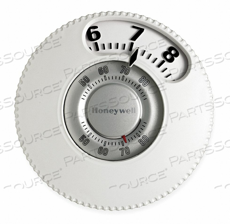 PREMIER WHITE 24V MERCURY FREE HEATING/COOLING ROUND THERMOSTAT " EASY TO SEE " 1H-1C 40-90F FOR CON by Honeywell