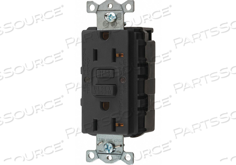 GFCI RCEPTCLE COMMER. BLK 20A 1 HP by Hubbell Incorporated, Wiring Device-Kellums GFCI RCEPTCLE COMMER. BLK 20A 1 HP by Hubbell Incorporated, Wiring Device-Kellums
