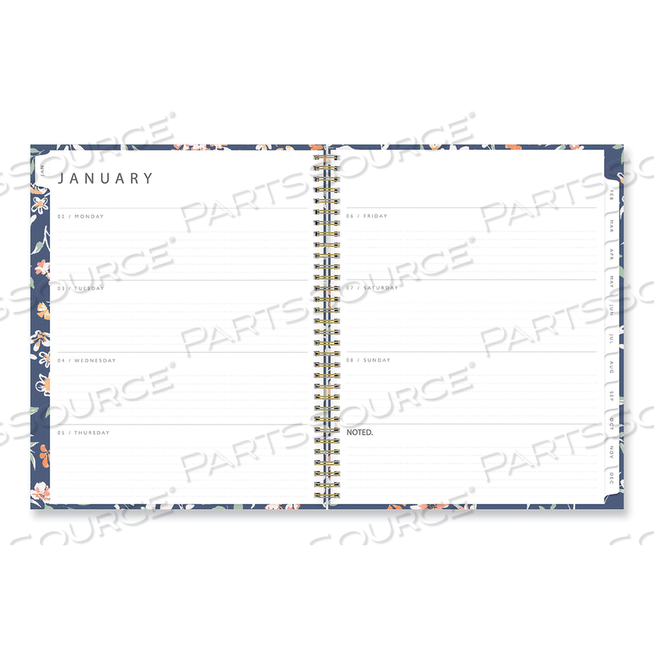 ONE TREE PLANTED "EFFIE" WEEKLY/MONTHLY PLANNER, FLORAL ARTWORK, 11 X 8.5, BLUE/MULTICOLOR COVER, 12-MONTH (JAN TO DEC): 2023 