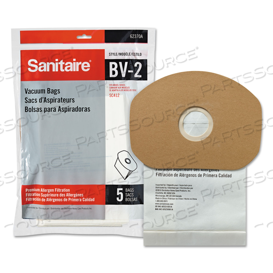 DISPOSABLE DUST BAGS FOR SANITAIRE COMMERCIAL BACKPACK VACUUM, 5/PACK 