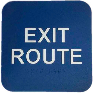 EXIT ROUTE ADA SIGN, 6" X 9", BLUE WITH RAISED WHITE LETTERING by Don-Jo Mfg., Inc.