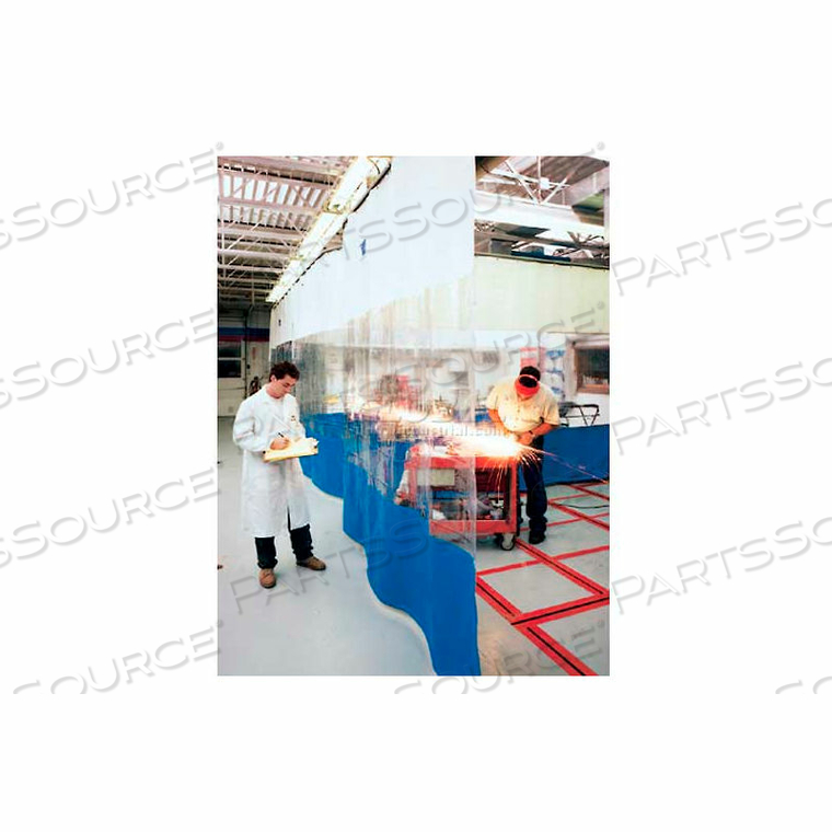 2-SIDED CURTAIN & HARDWARE 12'W & 24'W X 10'H - WHITE, CLEAR, BLUE by Goff's Enterprises Inc. 2-SIDED CURTAIN & HARDWARE 12'W & 24'W X 10'H - WHITE, CLEAR, BLUE by Goff's Enterprises Inc.