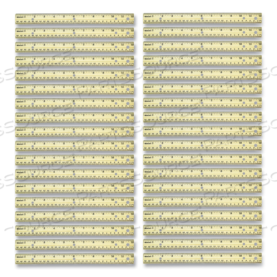 THREE-HOLE PUNCHED WOOD RULER, STANDARD/METRIC, 12" (30 CM) LONG, NATURAL WOOD by Westcott THREE-HOLE PUNCHED WOOD RULER, STANDARD/METRIC, 12" (30 CM) LONG, NATURAL WOOD by Westcott