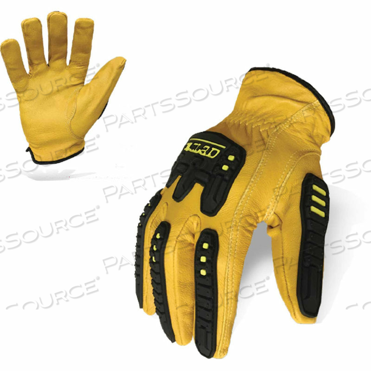 ULTIMATE 360 IMPACT LEATHER GLOVES, CUT A3, YELLOW, 1 PAIR, S 