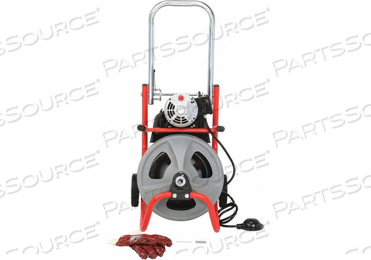 K-400 DRUM MACHINE W/BULB AUGER & GLOVES, 115V, 6.7AMPS, 1/3HP, 75L X 3/8"W CABLE by Ridgid
