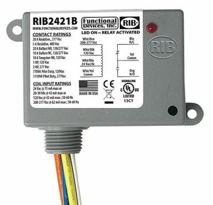 RELAY 24VAC/DC 120/208-277VAC 20A SPDT by RIB