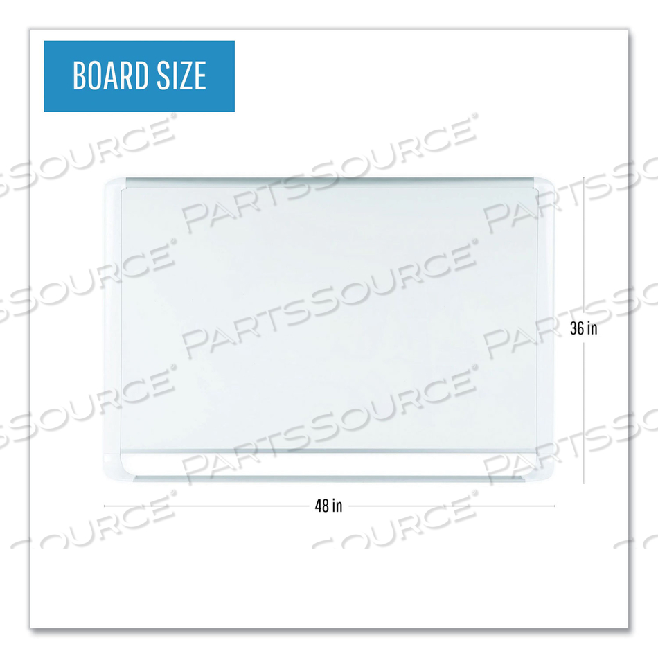 LACQUERED STEEL MAGNETIC DRY ERASE BOARD, 36 X 48, SILVER/WHITE by MasterVision
