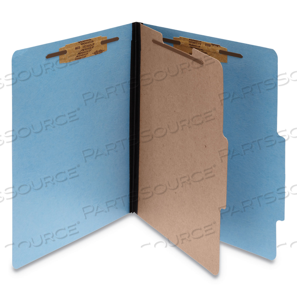 COLORLIFE PRESSTEX CLASSIFICATION FOLDERS, 2" EXPANSION, 1 DIVIDER, 4 FASTENERS, LETTER SIZE, LIGHT BLUE EXTERIOR, 10/BOX 