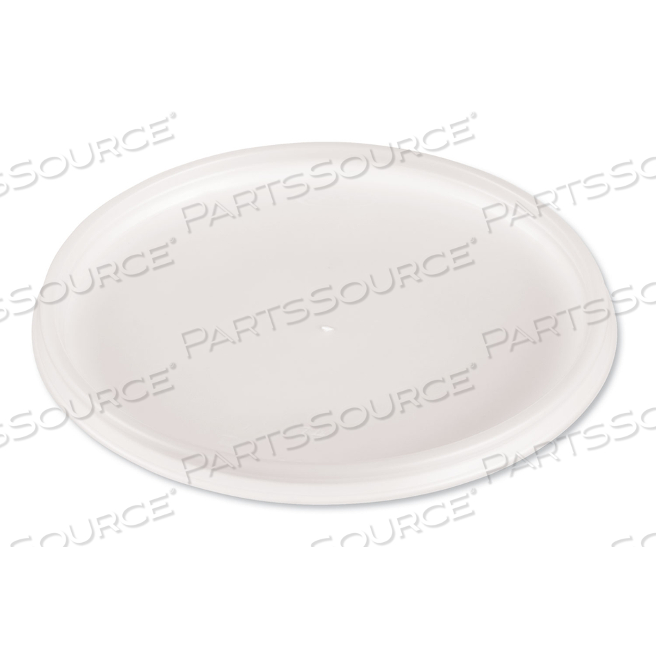 PLASTIC LIDS FOR FOAM CUPS, BOWLS AND CONTAINERS, FLAT, VENTED, FITS 12-60 OZ, TRANSLUCENT, 100/PACK, 5 PACKS/CARTON 