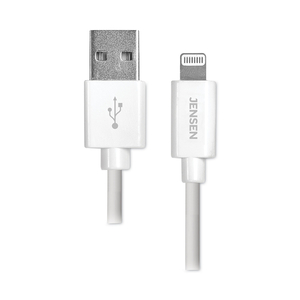 LIGHTNING TO USB CABLE, 10 FT, WHITE by Jensen