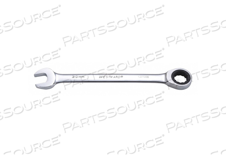 RATCHETING WRENCH, ALLOY STEEL, CHROME, HEAD SIZE 30 MM, OVERALL LENGTH 15 3/4 IN, HEAD OFFSET ANGLE 0 DEGREES , STANDARD, HEAD THICKNESS 11 by Westward